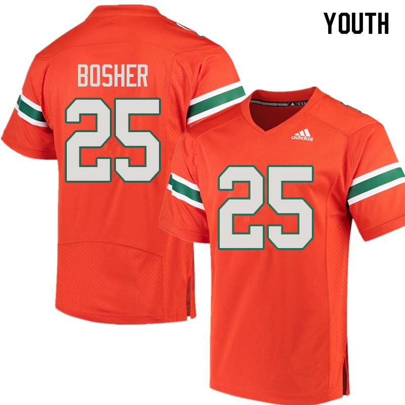 Youth Miami Hurricanes #25 Matt Bosher College Football Jerseys Sale-Orange - Click Image to Close